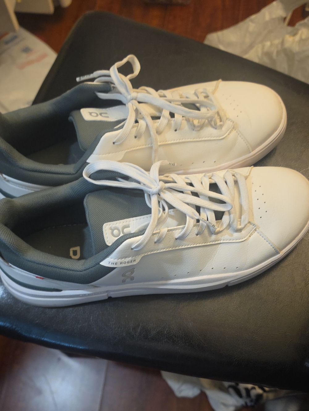 On Running White and Gray Men's Leather Sneaker
